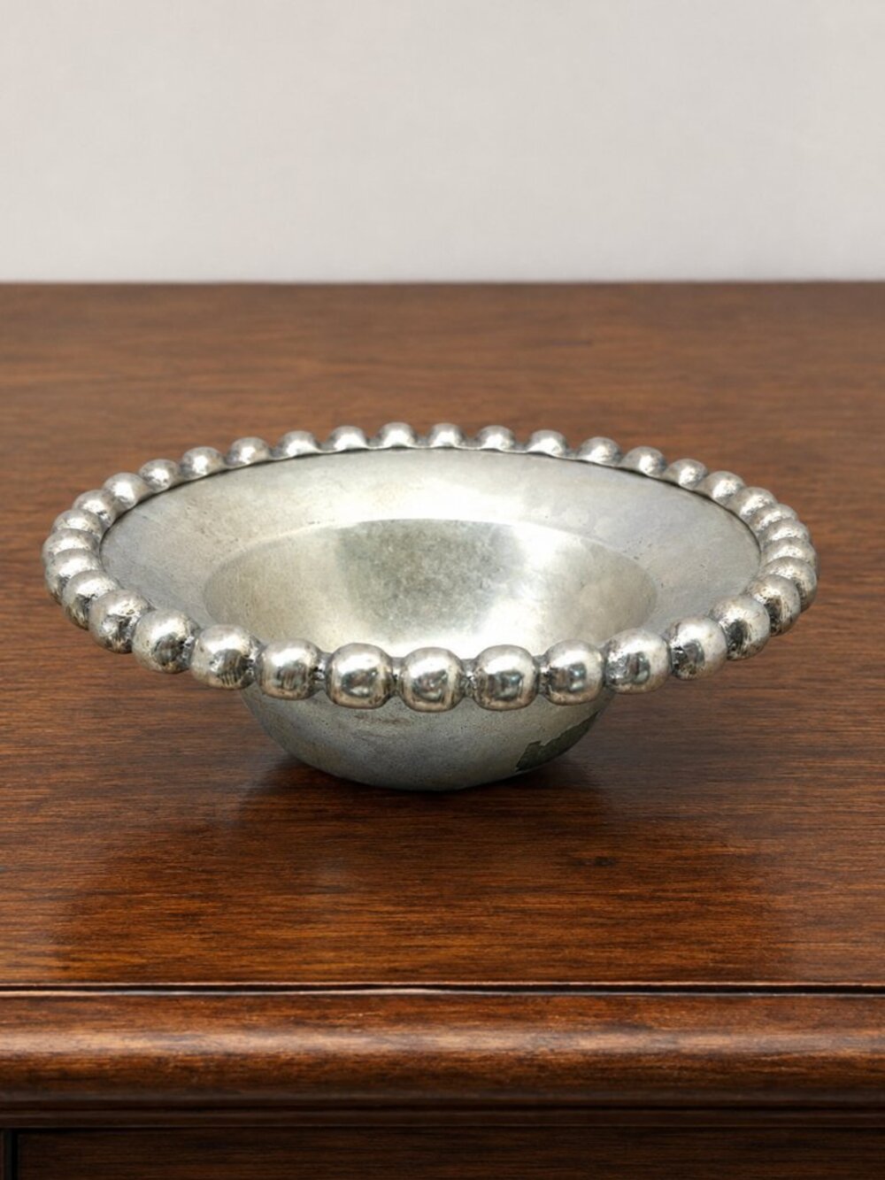 Biltmore For Your Home Silver Tone Beaded Rim Decorative Bowl India 7.25"